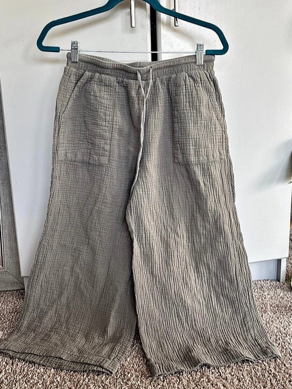 Splendid Wide Leg Pants Cotton Pants in Gray Size Small